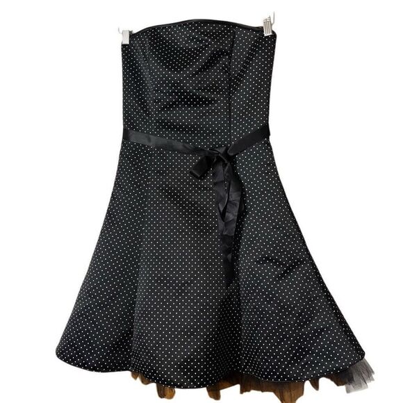 Jessica McClintock Dresses & Skirts - Jessica McClintock Gunne Sax Dress Womens 6 Black Polka Dot 80s 40s Pin Up USA